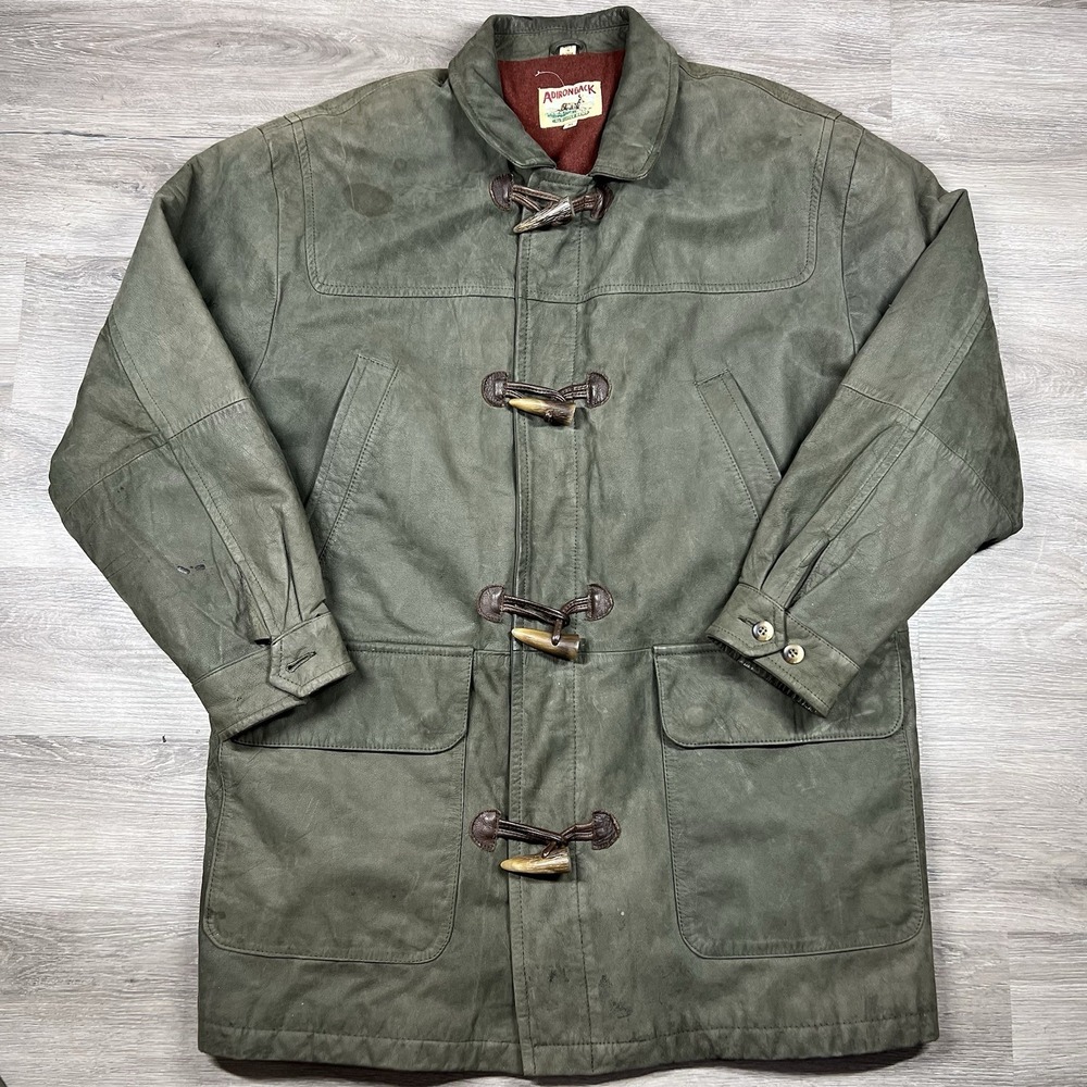 Adirondack by Savile Row Vintage Leather Duffle Coat with Toggle Closure Men's M